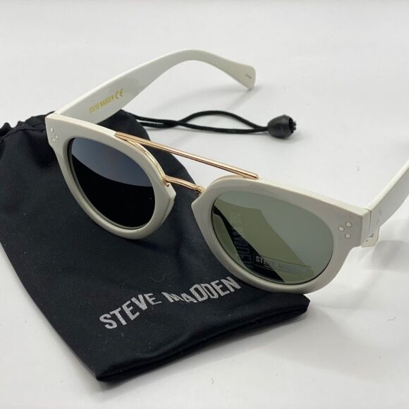 Steve Maddon White Retro Sunglasses NWT - Picture 6 of 8